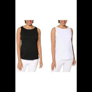Isaac Mizrahi Live! Women's 2-Pack Essentials Pima Tanks Black/White - Regular